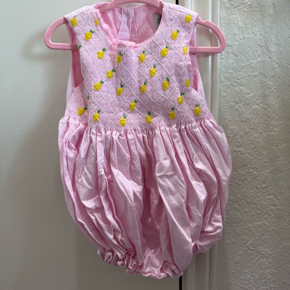 Pink Lemon Smocked Romper